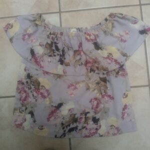 Babaton Floral Off-Shoulder Blouse - Purple and Yellow